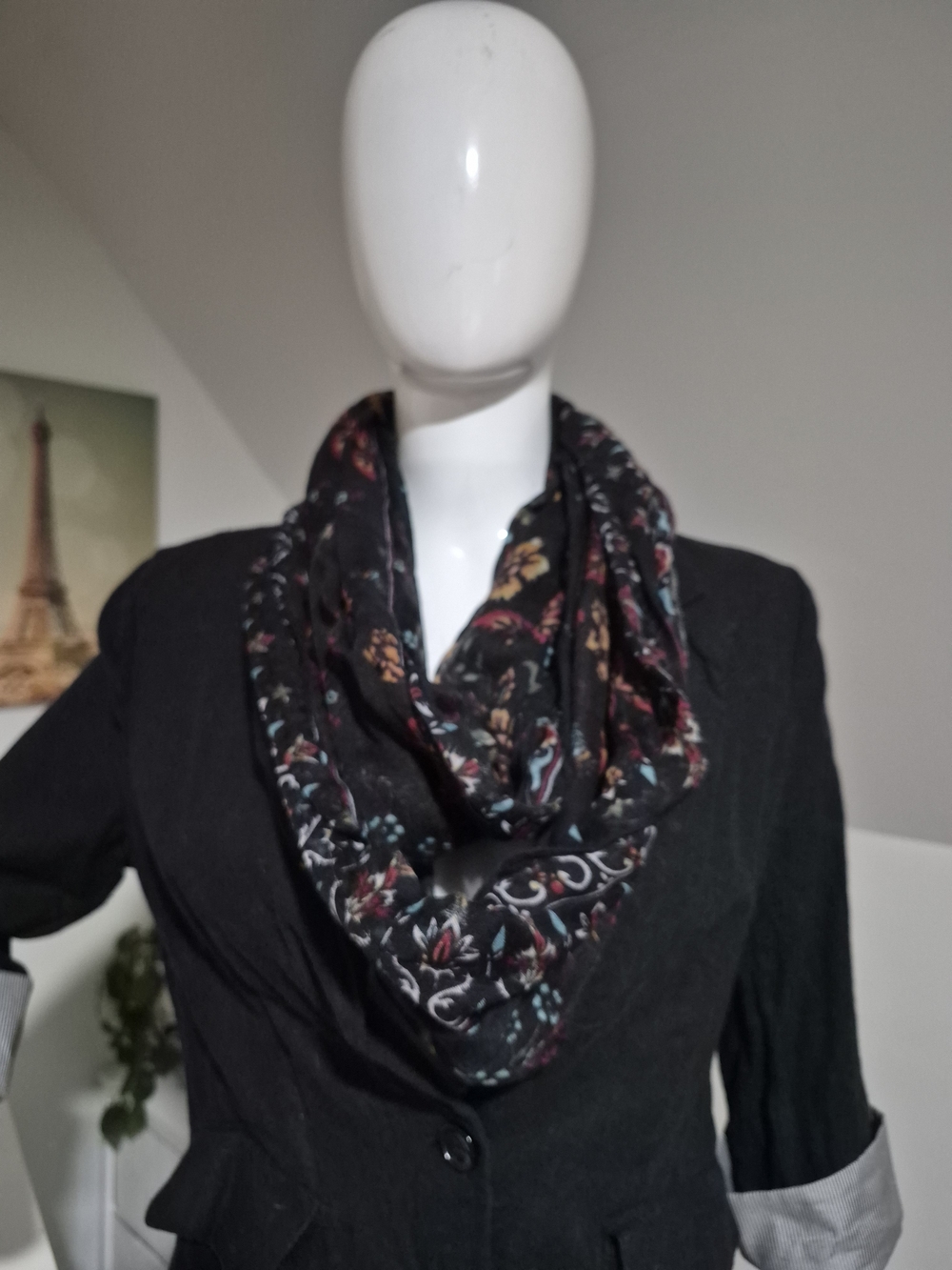 Black Floral Infinity Scarf - Women Accessories